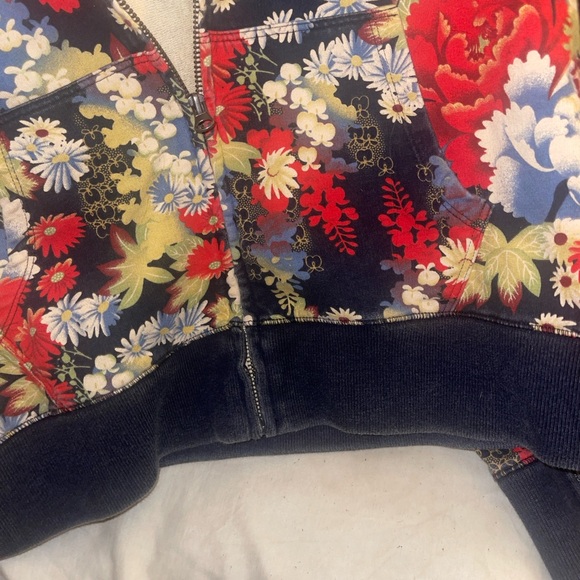 VINTAGE Y2K LUCKY BRAND ASIAN FLORAL PRINT ZIP UP SWEATSHIRT JACKET  SZ XL RARE - Picture 12 of 15